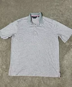 Polo Golf Ralph Lauren Shirt Mens Size Medium Gray Pink Striped 100% Pima Cotton - Picture 1 of 6