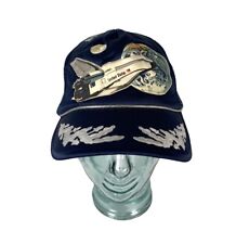 Vintage 80s Navy Blue NASA Shuttle STS Earth Moon Mesh SnapBack Trucker Hat Cap