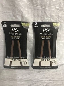 WoodWick Auto Reeds Refill Sticks Car Freshener Refill Sticks 2 Packs White Teak