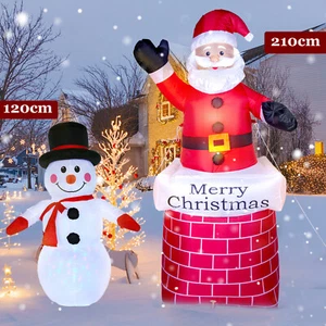 XXL Aufblasbarer Weihnachtsmann Schneemann LED Beleuchtet Weihnachten Figur Deko - Bild 1 von 27
