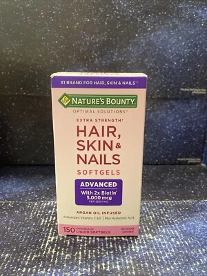 Hair, Skin & Nails  150 Softgels, with 2 x Biotin Argan & Collagen - Exp: 02-26 - Image 1 of 4