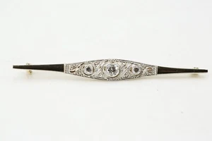 Art Deco Brosche 585 Gold Diamanten 0,60 ct. Altschliff SI1 H Länge 68 mm 5,19 g - Bild 1 von 8