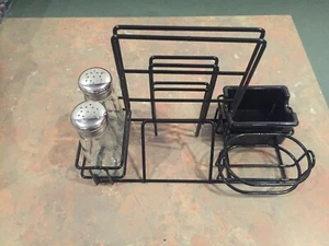 Lot of 4 Restaurant Condiment Caddy Caddies Metal Wire Basket Holders - Picture 1 of 4