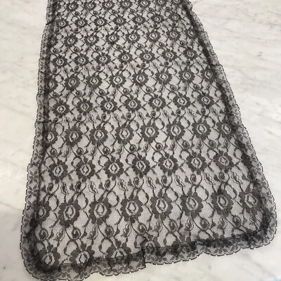 "Bufanda de encaje negro vintage mantilla mantilla iglesia luto español 66"" X 16""" Foto 1 de 4