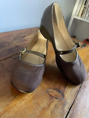 Taryn Rose Kandy Patent Leather Micro Wedge Size 5.5 Brown Mary Jane Style - Image 1 of 4