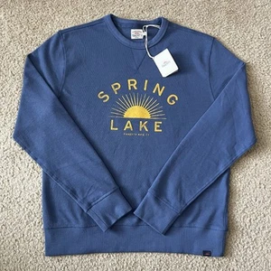Nuevo con etiquetas Sudadera Faherty Para Hombres Spring Lake Clásica Cuello Redondo Azul Talla Mediana - Imagen 1 de 5