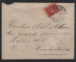 PERIO OTOMANO DE TURQUÍA 1907 CUBIERTA ENVIADA POR CORREO DE METELIN A CONSTANTINOPLA - Imagen 1 de 2
