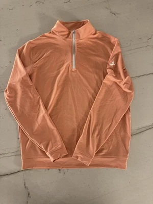 Peter Millar Men's Medium 1/4 Zip Golf Sweater Pullover Solid Peach Preppy - Image 1 of 4