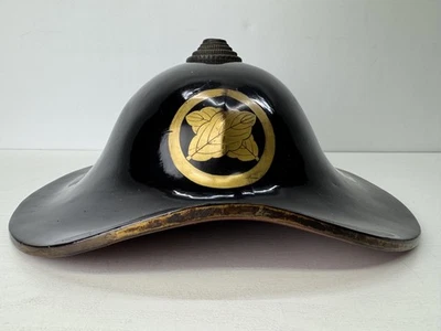 Y9453 JINGASA черный лак семейный герб Японии старинный самурай шляпа yoroi шлем - Изображение 1 из 4