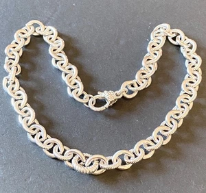 RARO Collar Judith Ripka Plata de Ley 925 Texturizado Rolo Cadena Eslabón 20” 104g - Imagen 1 de 7