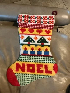 Vintage Needlepoint Christmas Stocking NOEL Handmade  - Picture 1 of 9