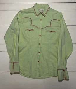panhandle slim pearl snap shirt womens Small Western Green Pink Embroidered  - Picture 1 of 11