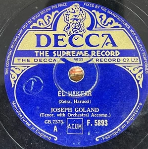 Jewish Hebrew 78 RPM- Joseph Goland- El hakfar / Ma tovu- Decca UK - Imagen 1 de 3