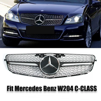 Grille For 2008-2014 Mercedes Benz W204 C300 C350 Front Bumper Grill W/Emblem - Image 1 of 4