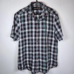 Musto Short Sleeve Shirt Men's Check Plaid Custom Fit Cotton Casual - Size Large - Picture 1 of 7