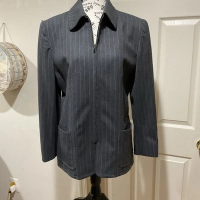 Women’s Carlisle gray striped zip wool professional work office jacket size 6 - Image 1 of 4