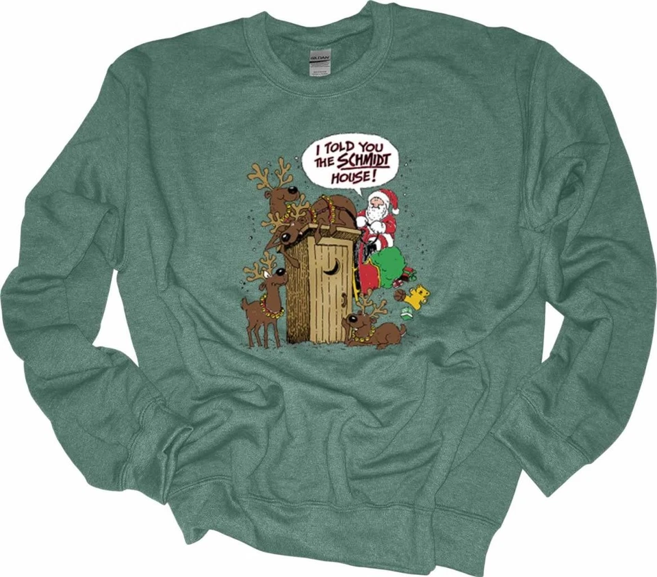 Funny Ugly Christmas Santa I Told You Schmidt House Outhouse 卫衣 毛衣 — 第 1/1 张图片