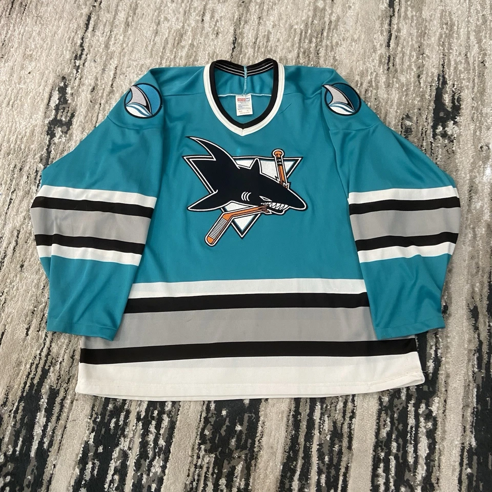 Vintage 90's CCM San Jose Sharks NHL Hockey Jersey Mens Shirt Rare Hype Size XL - Image 1 of 4