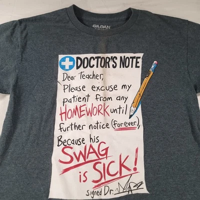 Gildan Doctor's Note Graphic Short Sleeve Shirt Youth Boys Size XL Gray - Image 1 of 4