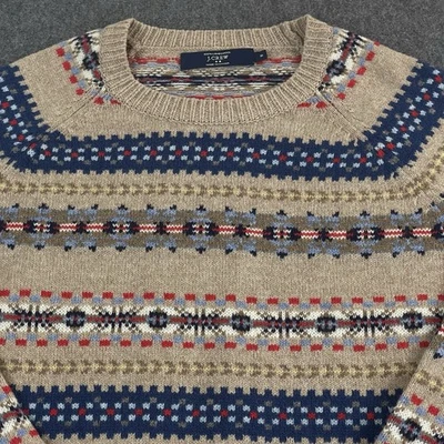 J.Crew Mens Lambswool Sweater Medium Crewneck Fair Isle Nordic Ski Outdoors - Image 1 of 4