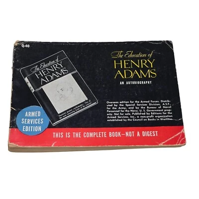 The Education Of Henry Adams Armed Services Edition Q-40 1st Edition Pre-WWI Foto 1 de 4