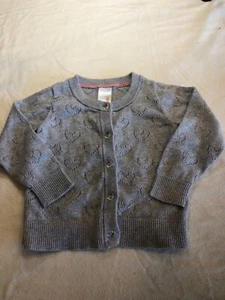 Cat & Jack baby girls sliver sparkly heart button up sweater, - Picture 1 of 4