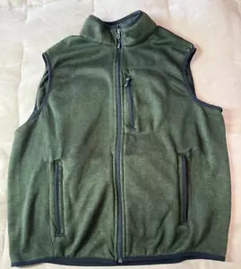 Free Country Men's Size XL Green Black Trim Sweater Knit Zipper Vest Olive Green - Picture 1 of 11