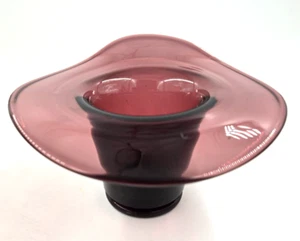 Vintage MCM lila Amethyst Kunst Glas Zylinder Hut Vase 7" x 4" MID CENTURY MODERN - Bild 1 von 4