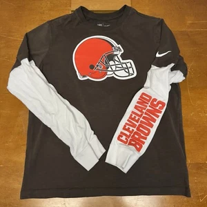 Cleveland Browns Shirt Mens Large Brown NFL Long Sleeve Football Nike - Picture 1 of 13
