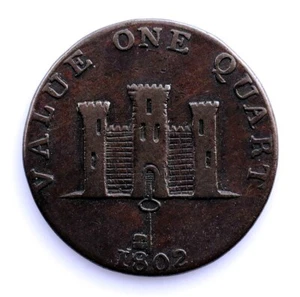 SC - Gibraltar. 1 Quarto 1802. Cobre 4,5 g. Escasa - Imagen 1 de 2