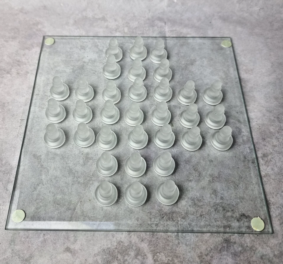 Jeu Solitaire en Verre – Plateau Carré Transparent + Pions Givrés - Photo 1/4