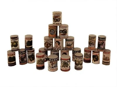 Casa de muñecas 24 latas redondas antiguas de supermercado accesorio de tienda Foto 1 de 4