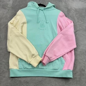 Teddy Fresh Hoodie Sweatshirt Mens M Pastel Bright Colorful Color Block Logo 90s - Foto 1 di 19