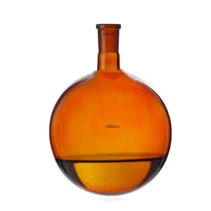 24/40 Amber Glass Flask Round Bottom 1-Neck Lab Single Neck Brown Boiling Bottle - Picture 1 of 6