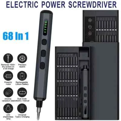 68 in 1 Electric Screwdriver Set 5 Torque Settings Precision Power Tool Magnetic - image 1 of 4