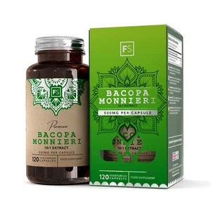 Bacopa Monnieri Kapseln | 120 500mg Brahmi zur Steigerung von Fokus & Gedächtnis | Hergestellt in Großbritannien - Bild 1 von 18