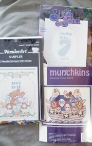 Lot Of 3 Cross Stitch Kits Baby Nursery Noah's Ark- Birth Record - Card - Picture 1 of 11
