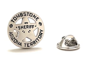 Spilla da bavero pietra tombale distintivo forze dell'ordine spilla smaltata vecchia spilla Wild West Arizona - Foto 1 di 8