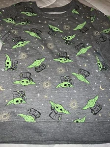Star Wars Baby Yoda Grogu Sweatshirt Mandalorian Boys Size 4T Gray Green Sun ☀️ - Picture 1 of 10