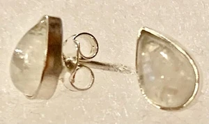 Moonstone  Silver White Teardrop Stud Earrings 925 - Picture 1 of 2