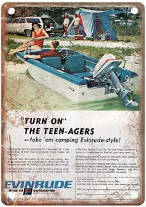 Vintage Ad 1968 EVINRUDE OUTBOARD Motor Reproduction Metal Sign L246 - Afbeelding 1 van 1