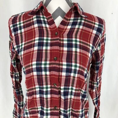 Camisa de franela con botones manga larga a cuadros roja pequeña American Living Foto 1 de 4
