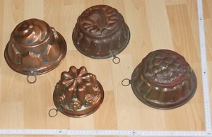 4 x kupfer back form rund formen konvolut alt mittel groß nostalgie küche deko - Picture 1 of 21
