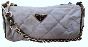 Vintage Prada Tessuto Barrel Pochette Baby Blue Handbag - Picture 1 of 5