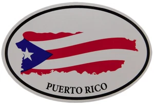 Puerto Rico Waving Flag Oval Vinyl Decal Bumper Sticker - Picture 1 of 1