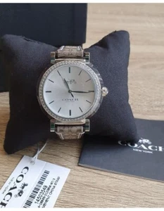 NWB 14503549 AUTHENTIC COACH MADISON BROWN SIGNATURE Silver Tone Women's Watch - Picture 1 of 11