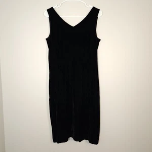 Vintage Ann Taylor Velvet Dress Women's Size 8 Silk Blend Black Sleeveless - Picture 1 of 8