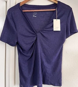 Women's Short Sleeve V-Neck T Shirt A New Day Navy Size Small S - Picture 1 of 3