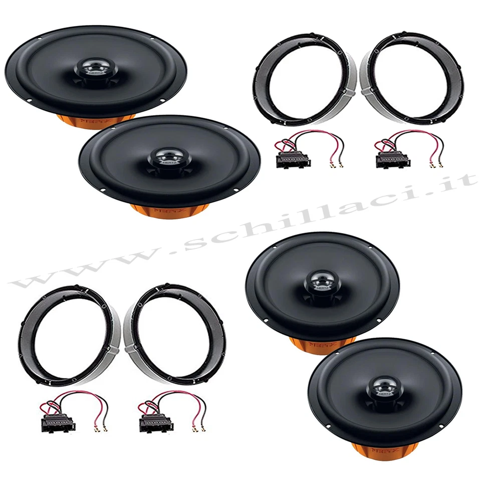 Kit 4 altoparlanti HERTZ per VW Polo (-2010/*) con adattatori e supporti anterio