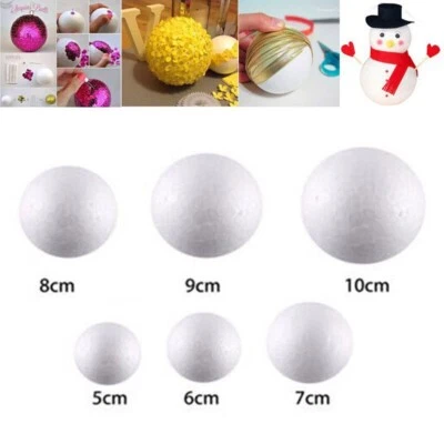 Party 10pcs Solid Foam Ball Polystyrene Balls Round Tree White 50mm-100mm - Image 1 of 4